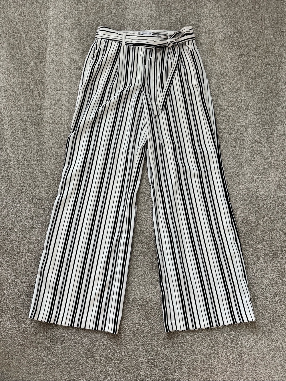 Carolina Belle Black & White Vertical Stripe Wide-Leg Pants